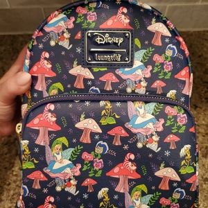Loungefly rare Alice in wonderland mushroom mini backpack